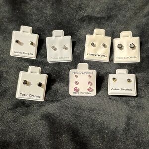 Cubic Zirconia Stud Earrings Set